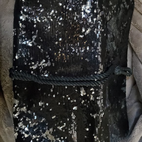 White House Black Market Black Sequin Purse Clutch new with tags - Picture 3 of 9